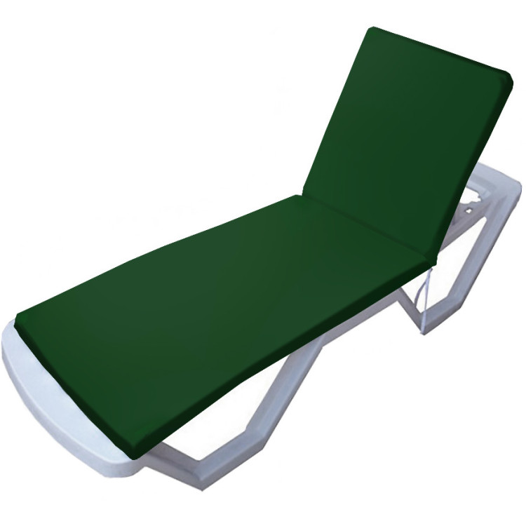 Шезлонг пластиковый пляжный с подушкой, цвет - зеленый