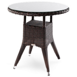 Обеденные столы для дачи из искусственного ротанга. Плетеный стол WARSAW темно-коричневый