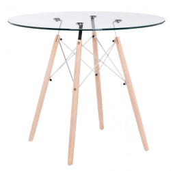 Стеклянные столы со столешницей круглой формы. EAMES PT-151 90 стеклянный обеденный стол