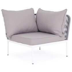 "Канны" модуль диванный угловой из роупа (веревки) с декоративными подушками, цвет светло-серый
