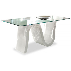 Стеклянные столы белого цвета. DUPEN DT-04 стеклянный обеденный стол