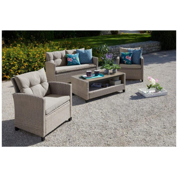 Садовый комплект для отдыха Плетеный комплект мебели с диваном AFM-804B Beige-Grey