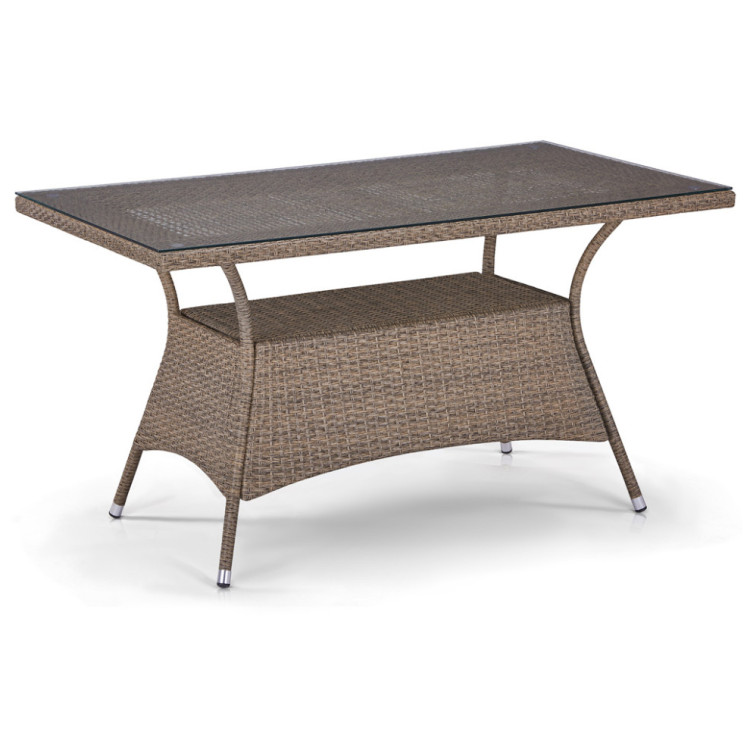 Обеденные столы для дачи Плетеный стол T198B-W56-140x80 Light brown