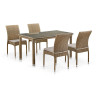 Обеденный комплект плетеной мебели из искусственного ротанга T256A/YC380A-W53 Brown (4+1) + подушки на стульях