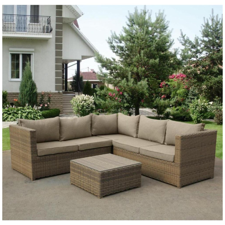 Садовый комплект для отдыха Комплект плетеной мебели YR825B Beige/Grey